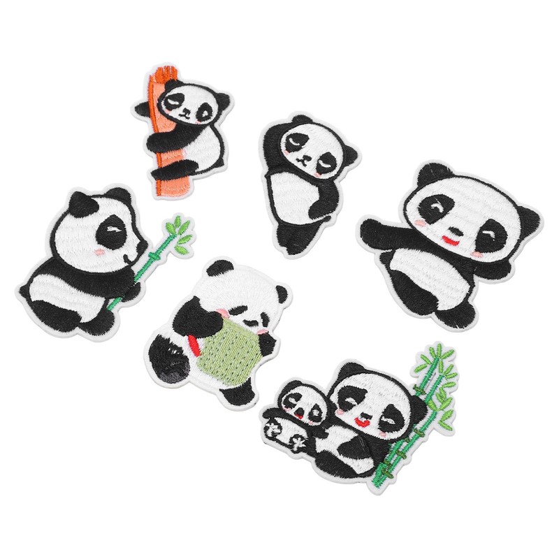 GLOGLOW Panda Embroidery Patch 6 Panda Iron on Patches for