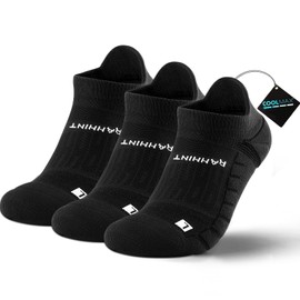 Rahhint 3 Pairs Compression Running Socks Cushioned Ankle Socks Anti-Blister Moisture Wicking No Show Men Women Socks