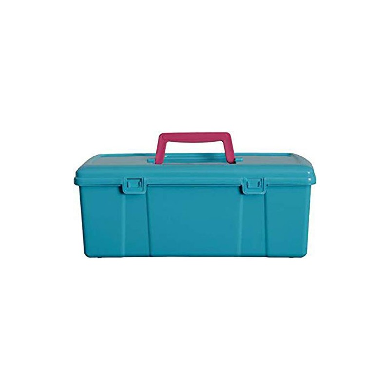 Whitefurze Utility Box with Pink Handle, Aqua, 5 Litre