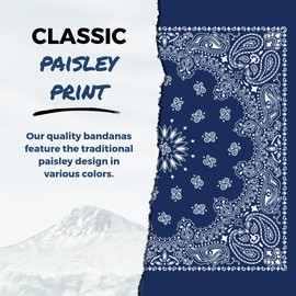 B53 100% Cotton Paisley Bandanas Made in the USA - Stylish Headband, Handkerchief, Scarf - 21 inch x 21 inch, 6 pack