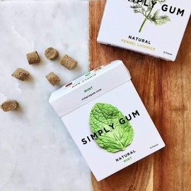 Simply Gum | Natural Chewing Gum | Peppermint | Pack of Six (90 Pieces Total) | Plastic Free + Aspartame Free + non GMO