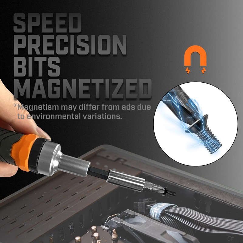 IRONCUBE Ratcheting Screwdriver Set: 56-Piece Magnetic Multi Bits Tool Kit