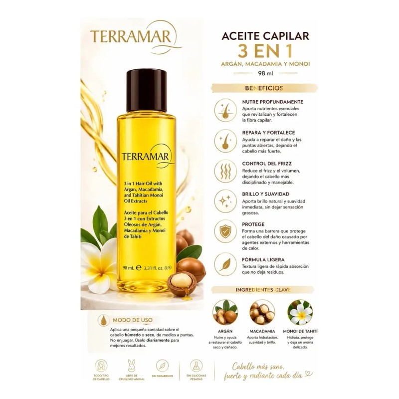 Oleo Tratamiento Para El Cabello 3 En 1 Terramar /