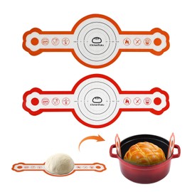 Cook's Aid 2 Pcs Silicone Bread Sling for Dutch Oven, Non-Stick Bread Baking Mat Set, Reusable Sourdough Bread Sling with Long Handles for Easier Transfer for Dough