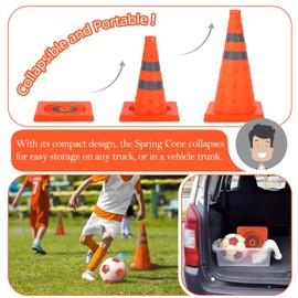 18'' inch Collapsible Traffic Safety Cones, 1 pcs Multi Purpose Pop-up Cones with Reflective Collar for Road Parking, Driving Practice