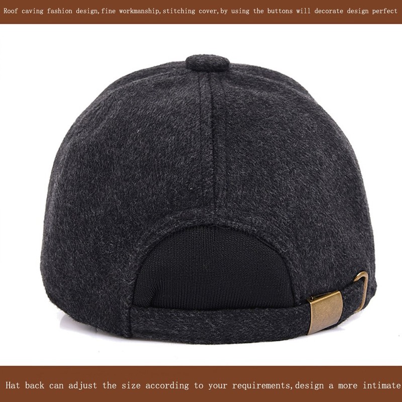 Men's Winter Warm Wool Woolen Tweed Peaked Baseball Cap Hat