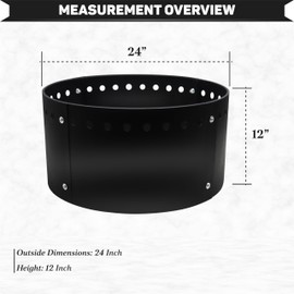 FEBTECH 24" Smokeless Fire Ring - Premium Carbon Steel Fire Pit Liner for Outdoor Fire Pits - Versatile DIY Above or In-Ground Fire Ring Insert for Backyard Outdoor Camping Bonfires & Gatherings