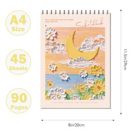 Cute Sketch Book - 8 x 11.5 Sketch Book for Kids - Spiral Bound, 45 Sheets (90 Pages) 68lb/100gsm - Acid-Free Sketch Pads for Kids, Teens, Adults, Artists (Orange)