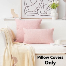 Home Brilliant Cushions Covers 45cm x 45cm Pink for Square Pillows Soft Decorative Cotton Linen Cushion Covers for Couch Sofa Bed, Baby Pink, 45x45 cm, Set of 4