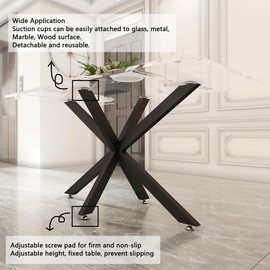 30 Inch Modern Table Base Metal Dinning Table Legs with Suction Cups, Heavy Duty Desk Base for Marble,Glass,Wood Top, Set of 4 Furniture Legs for Home,Kitchen,DIY Bench Legs Coffee Table (Black)