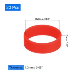 uxcell 20Pcs Silicone Rubber Bands, 20x7mm Rubber Bands Rings Cable Ties Strong Elastic Bands Non-slip for Cord Wrapping Bag Wraps, Red