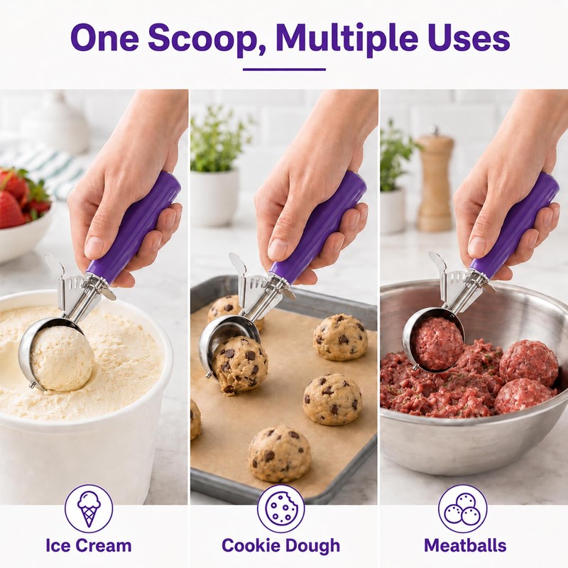 Ice Cream Scoop, Small Size Cookie Scoop with Trigger for