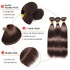 Dokksiiia Brown Straight Human Hair Bundles Color 4 Chocolate Brown