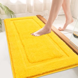 SHACOS Super Soft Bathroom Runner Rug 24"x60" Long Wide Bathroom Mat Non Slip Washable Bath Rug Runner Microfiber Absorbent Bath Mat Shower Rug for Bathroom Tub Sink (24"x60", Yellow)