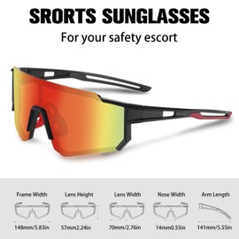 Sports Cycling Polarized Sunglasses for Men and Women, Lightweight Sun Glasses with UV400 Protection for Cycling Running Mountain Fishing(Black Frame-Red Lens)
