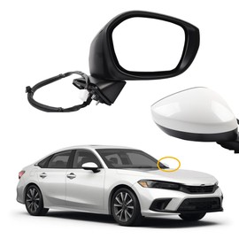 Dasbecan Passenger Right Side Mirror Compatible with 2022-2025 Honda Civic With Power Glass, Manual Folding, Match to Platinum White Pearl Replaces# HO1320350 76208T20A01 (3Pins)