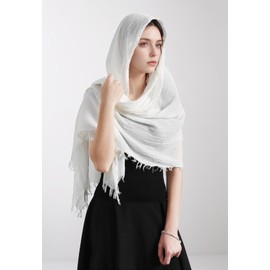 Jeelow Cotton Feel Scarf Shawl Wrap Soft Lightweight Scarves And Wraps For Men Women, 100 Cotton Frayed Edges, Large