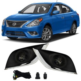 ILAMP Fog Lamps Assembly with LED Compatible with 2015-2019 Nissan Sunny/Versa,Fog Lights with Covers Harness Switch Kit Replacement for Left&Right Side Fog Lights Assembly 2Pcs NS066L