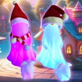 LUMINOUS ZZX Ghost Walking Dog Statue Night Light, 7 Color Changing, Kids Room Decor (Boy & Girl,2Pcs)