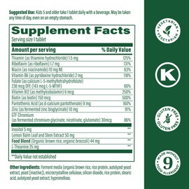 MegaFood Kids B Complex - B Complex Vitamin Supplement, 8 B Vitamins - Vitamin B6, Vitamin B12, Folate, Biotin & More, Supports Cellular Energy Production, Vegetarian, Gluten Free – 90 Mini Tablets