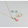 Mermaid necklace Starfish earrings Shell ring set gold pink turquoise