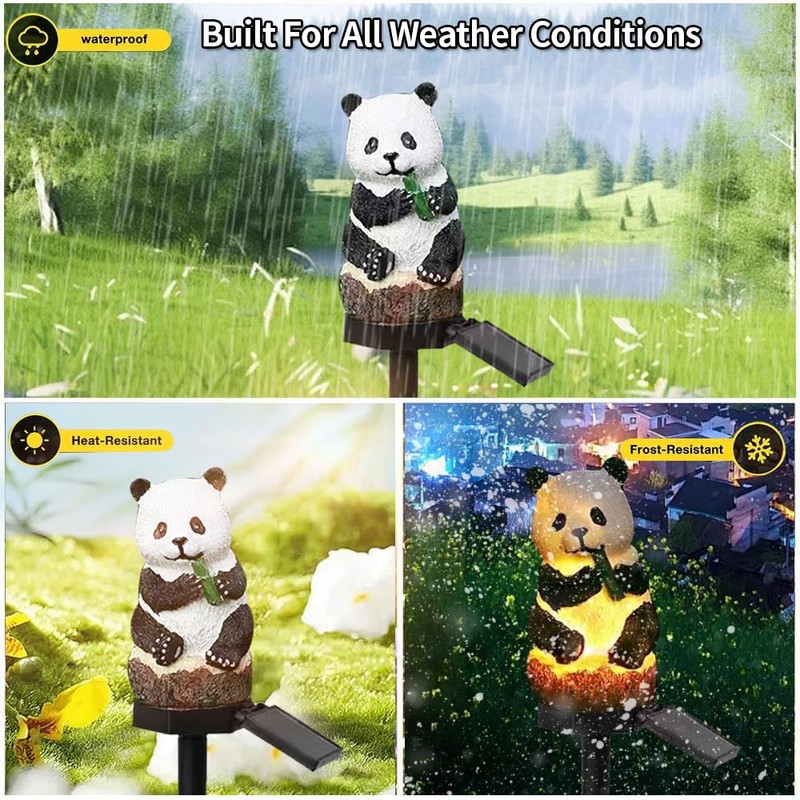 Solar Panda Lamp, Garden Decoration Resin Cute Animal Lamp, Wireless