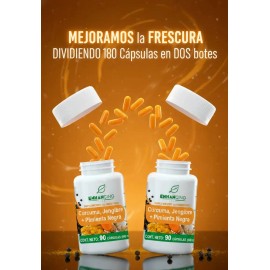 Cápsulas Cúrcuma Jengibre Pimienta Negra Botes Sabor