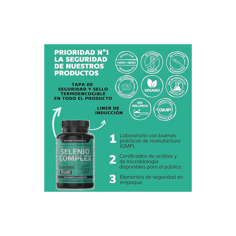 Selenio Seleniometionina 240mcg, con Vitamina E, Moringa y Raíz de