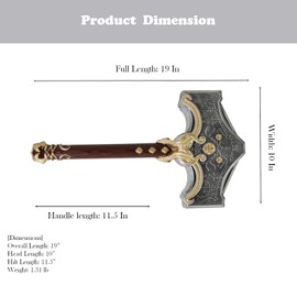 19” Medieval Foam War Hammer | Norse Mythology Cosplay Prop | LARP Costume Replica