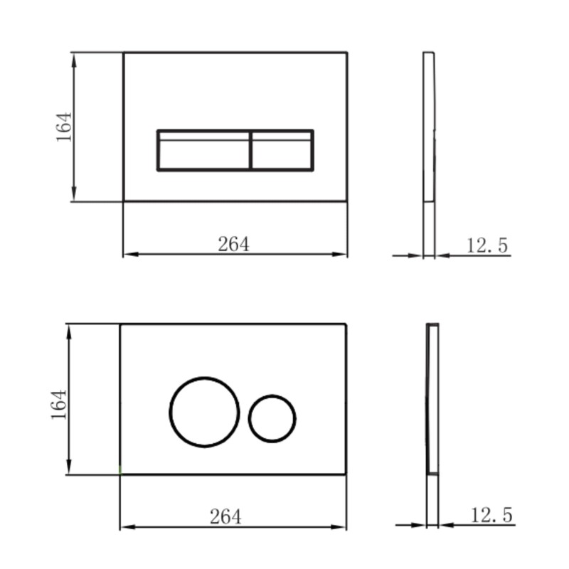 UWT01H-GE Toilet Push Plate for Wall Element Golden Square Flush-Mounted