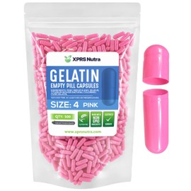 XPRS Nutra Size 4 Empty Capsules - 500 Count Small Empty Gelatin Capsules - Empty Pill Capsules for DIY Capsule Filling - Bovine Pill Capsules Empty Gel Caps