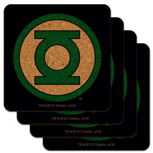 Green Lantern Logo Low Profile Novelty Cork Coaster Set