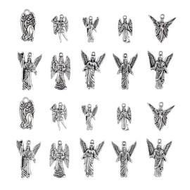 KitBeads 100pcs Angel Charms 10 Styles Antique Silver Fairy Charms Alloy Mother Mary Charms for Jewelry Making