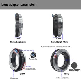 LM-Nik Z/M Macro Lens Adapter Ring Lens Converter for L M L/M, ZM Lens for Nik Z 7 and for Nik Z Mount Z6 Z7 Mirrorless Camera 12-20 mm Macro Photography