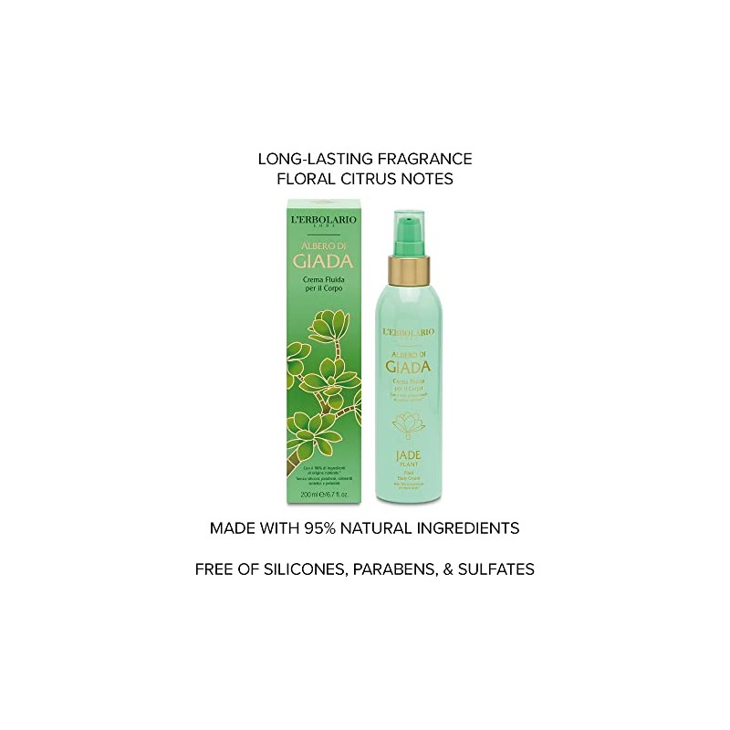 L'Erbolario, Jadebaum Body Fluid, Moisturising Care with Natural Ingredients, Size: