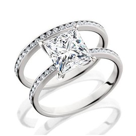 Diamonbella 101 Facets Glamorous Princess Cut Simulated Diamond Band Set 925 Silver 1 2 Carats (4.5, 1.0)