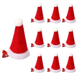 AOVNA 10pcs Christmas Hat Hair Clips Santa Hat Hair Barrette Mini Alligator Clips Holiday Hair Decorations for Kids Adult Xmas Costume