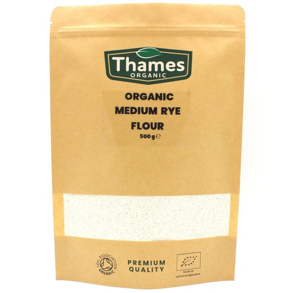 Organic Medium Rye Flour - 500g of 100% Pure & Natural Flour - No Additives, No Preservatives - Vegan, Non-GMO, Certified Organic - Great for Baking, Cooking, and Rye Bread - Thames Organic