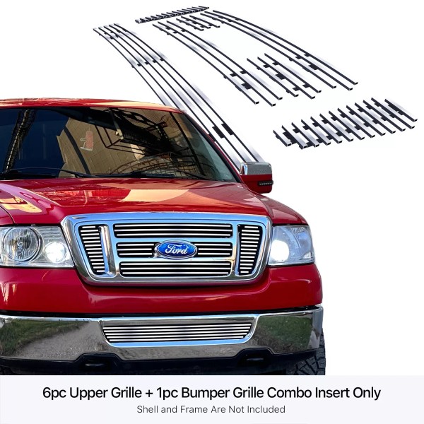 Grilleworld Fits 2006-2008 Ford F-150 Bar Style Stainless Billet Grille