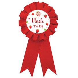 Strawberry Uncle to Be Tinplate Badge Pin, Berry Best Uncle Ever Pin, Gender Reveal Button for Men, Red Rosette Uncle to Be Award Ribbon, Strawberry Baby Shower Party Favors