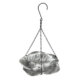 LIANCHEN Gusseisen Vogelbad für Garten Vobelbecken Vogeltränke zum Aufhängen Groß Futterstation für Wildvögel Vogelfutterspender Metall Hängendes Vogelbad Wassertränke für Vögel, Balkon (Schwarz)