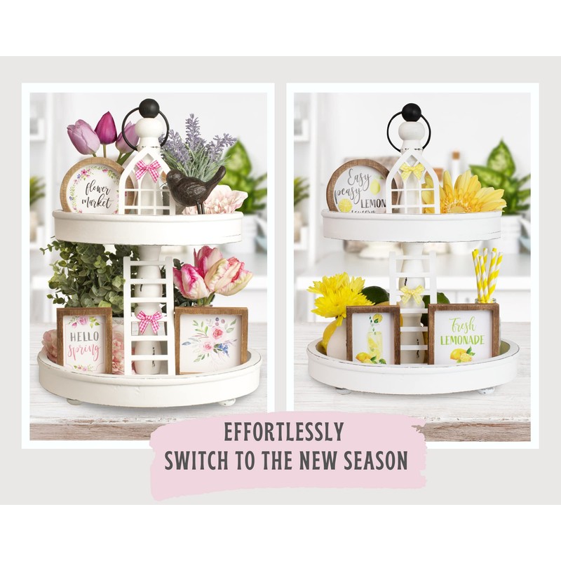KIBAGA The Ultimate Farmhouse Tiered Tray Decor Set - Beautiful
