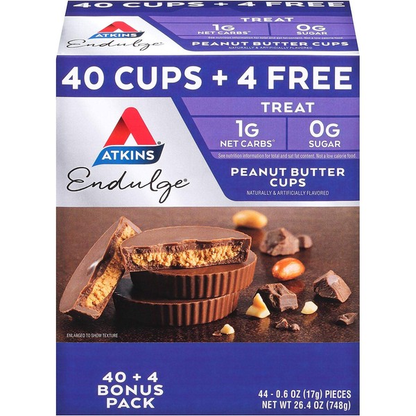 Keto Friendly Atkins Endulge Peanut Butter Cups Pack, 26.4 Ounce (Pack of 44)