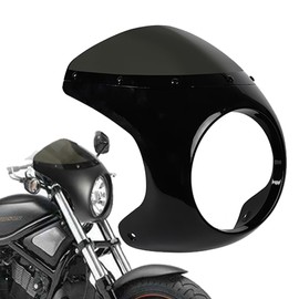 Motorcycle Cafe Racer Front Cowl Rocket Bikini Universal (Black/Smoke Glass)