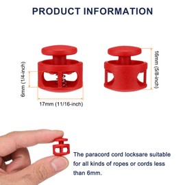 sourcing map 10pcs Plastic Cord Locks Double Hole Spring Toggle Stopper Clip Elastic Clasp Lock Fastener for Drawstring, Paracord, Bags, Clothing, Gloves String Lock Replacement, Red