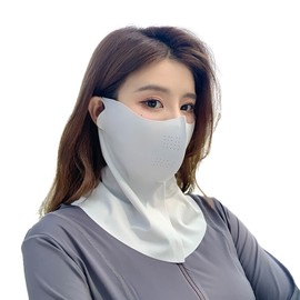 Bornoon Face Cover, Sun Protection Mask, Face Guard, 3D Design, UV Protection, UPF 50+, Sunscreen Mask, Face Mask Cover, Bandana, Outdoor Sports, Biking, Camping, Golf, Unisex, 1 Piece, white