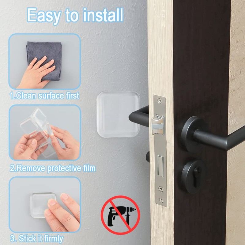 Transparent Square Door Stopper Wall Protector Set - 6-Piece Soft