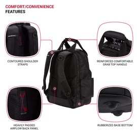 SWISSGEAR 2767 Tool Bag Large Durable Work Pack Backpack With Padded Laptop Compartment | Tool Storage, Part Organization, Wet/Dry Pocket - Black