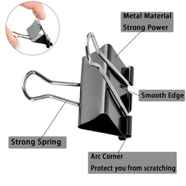 Large Binder Clips 2 Inch (60 Pack), Extra Large Binder Clips Big Paper Clamps for Office and Home Supplies, Black