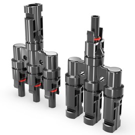 deleyCON PV4 Solar 3-Way Y Plug Pair 1500 V Male/Female T Type IP67 Waterproof (Solar Photovoltaic Connector) Distributor, Splitter, PV Coupling, Solar Plug, Solar Panel